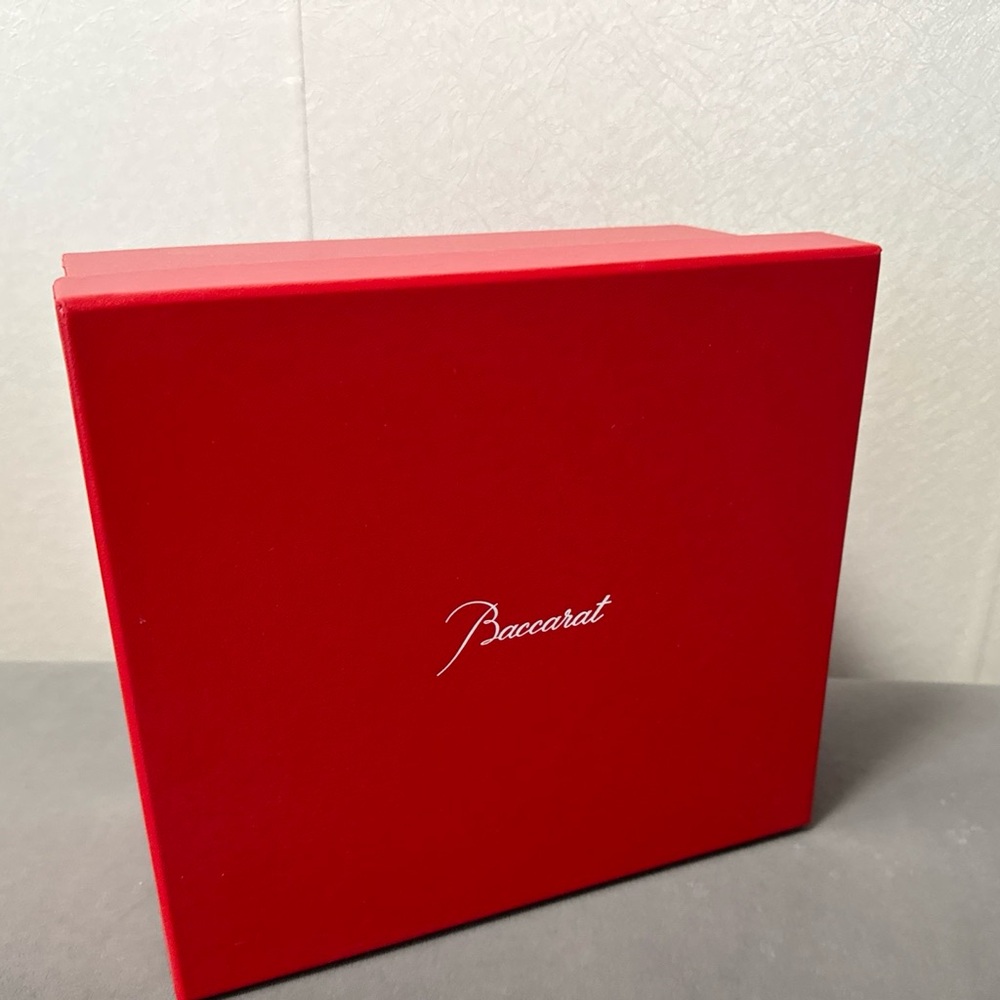 Baccarat Harcourt Gift Box W/ribbon For 2 Glass Red Knob. 9.5”x8.75x4.75”